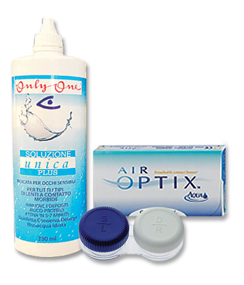 Value Pack of AirOptix Aqua 3+3 lenses, Unica Plus 360ml + lens case