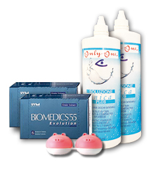 Komplekt Biomedics 55 Evolution 6+6, Unica Plus 360ml 2tk ja lõbus konteiner