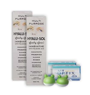 Value Pack of AirOptix Aqua 6+6 lenses, Hyalu-Sol 360ml 2 pcs and Cute Lens Case