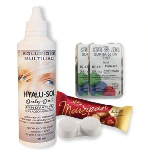 Kinkekomplekt: Starlens Supra 55 1-kuused pupilliavata 0,00 2 tk, Hyalu-Sol 100ml hooldusvahend + konteiner