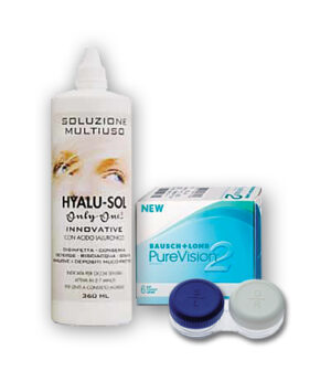 Komplekt PureVision 2HD 3+3 tk ja Hyalu-Sol 360ml + konteiner + pintsetid