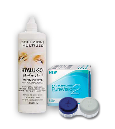 Komplekt PureVision 2HD 3+3 tk ja Hyalu-Sol 360ml + konteiner + pintsetid