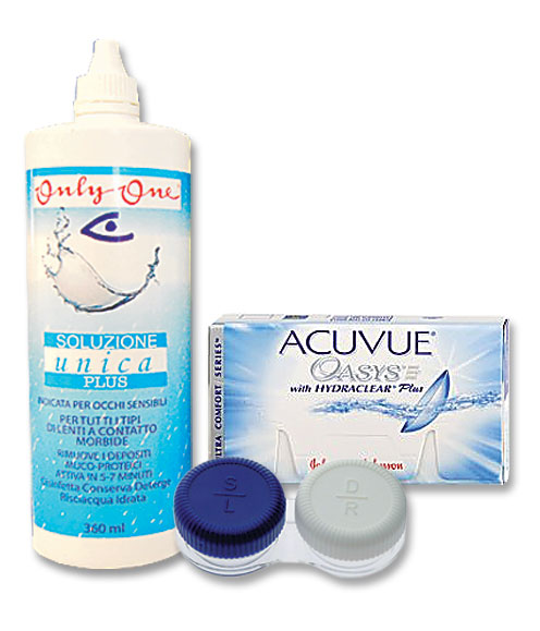 Value Pack of Acuvue Oasys BC8.8 3+3 lenses, Unica Plus 360ml + lens case