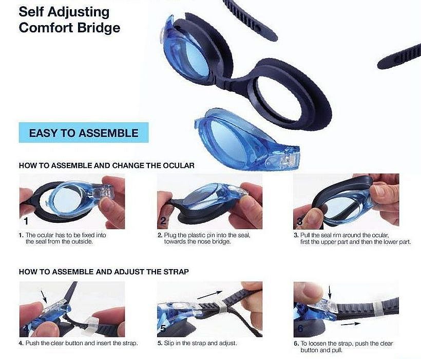 Kinkekomplekt: optilised ujumisprillid SWIMMI 2 (sph -1,0 kuni -8,0)