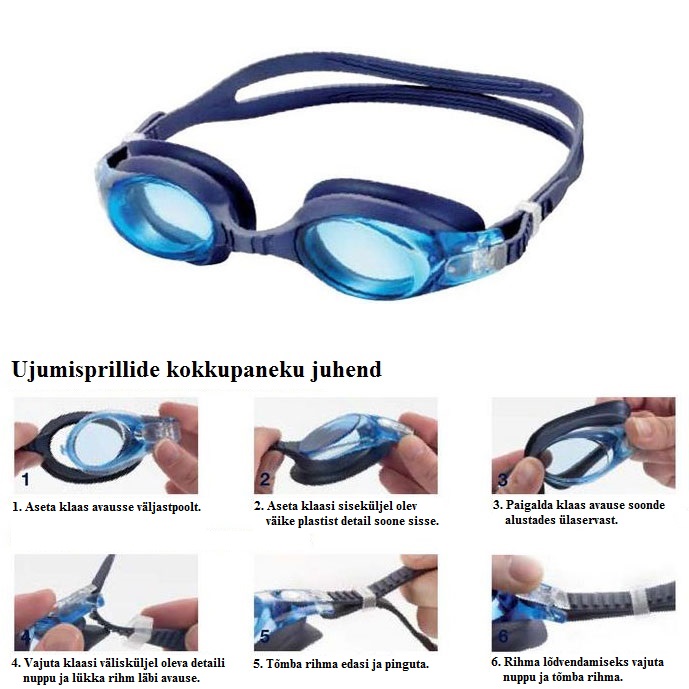 Kinkekomplekt: optilised ujumisprillid SWIMMI 2 (sph -1,0 kuni -8,0)